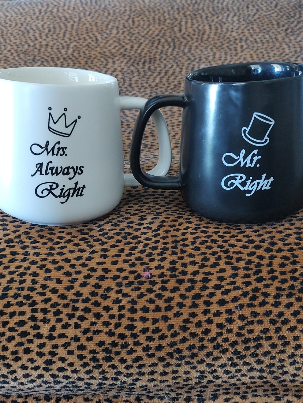 Mr. Right & Mrs. Always Right Ceramic Mug Set - Black & White